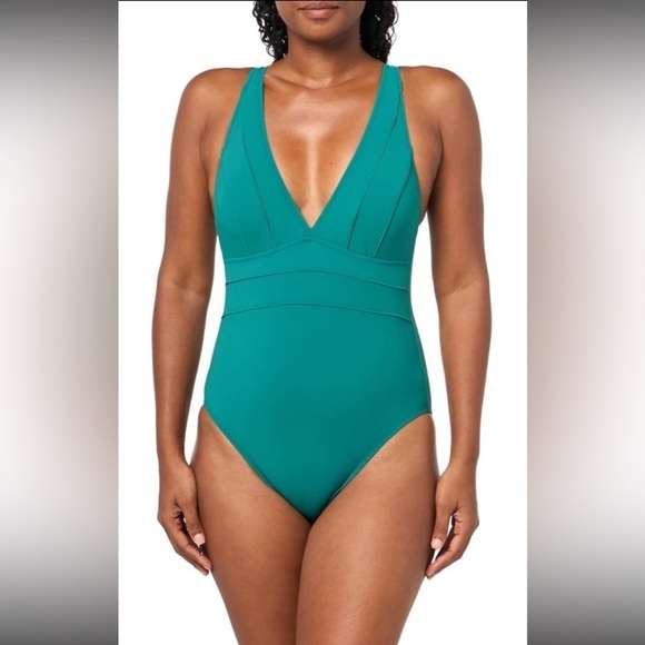 Profile by Gottex Women's Phoebe Deep Plunge One Piece NWT size 12 - Picture 1 of 10
